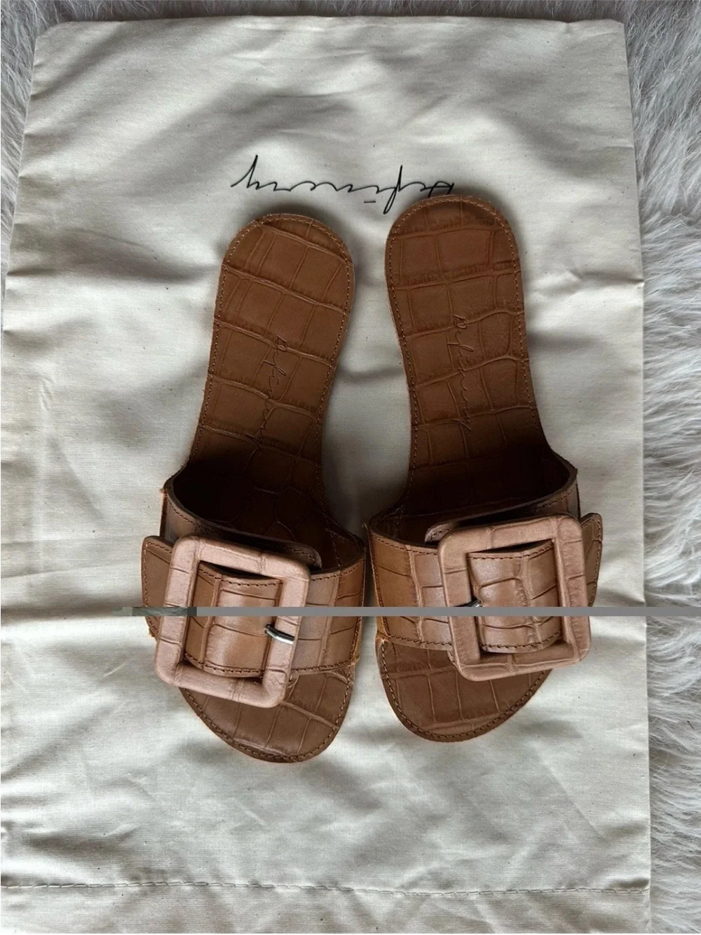 Made in Italy loop open leather Suede Sandal - Camel Brown 35 - Picture 8 of 13